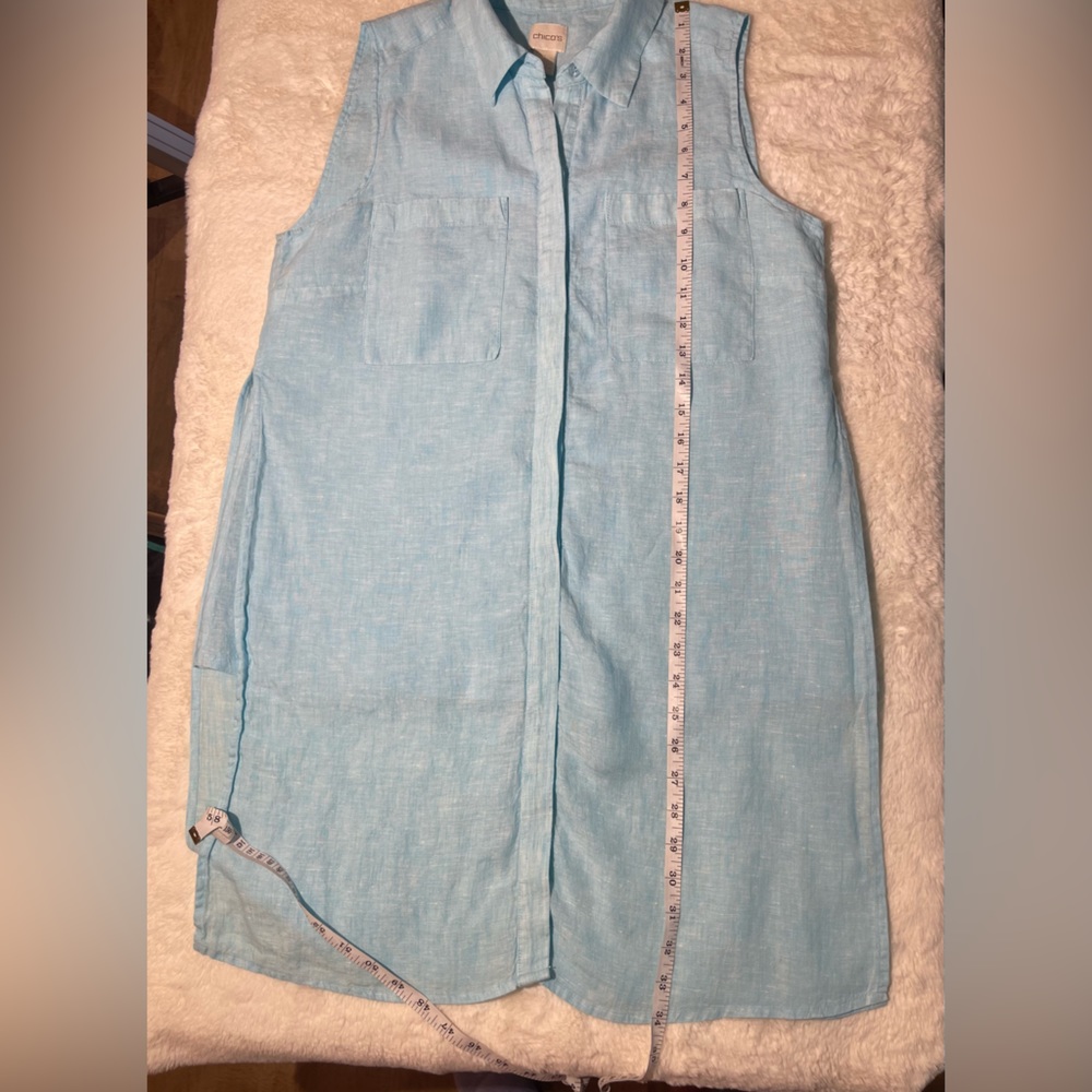 chico’s size 1 (Med/8) sleeveless baby blue tunic - Picture 6 of 8
